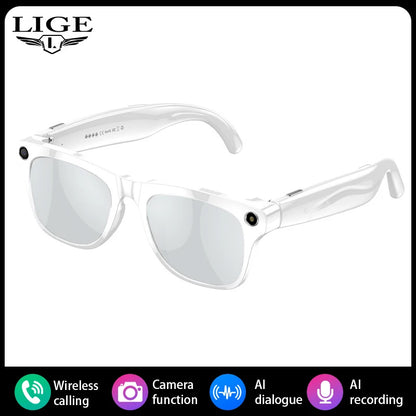 LIGE Gafas inteligentes con cámara AI – Lentes HD para fotos, video, traducción en tiempo real, reconocimiento de objetos, llamadas y música Bluetooth