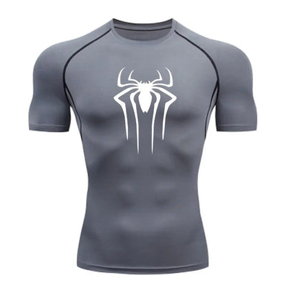 Camiseta Compresiva de Hombre – Gym, Fitness, Running y Superhéroe, Rashguard, Manga Corta, Secado Rápido, T-Shirt Deportivo