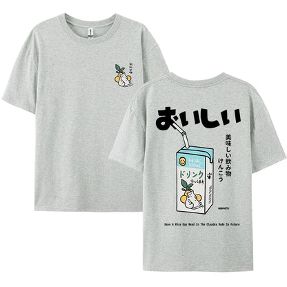 Camiseta Oversized Gato Japonés | Hombre y Mujer | Manga Corta Casual Streetwear Algodón Harajuku