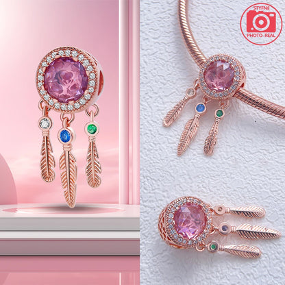 Charm Colgante Pareja Plata 925 y Oro Rosa | Compatible Pandora Original | Pulsera o Collar Mujer