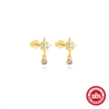 CANNER Aretes Mariposa con Borla Plata 925 | Baño Oro con Zirconia