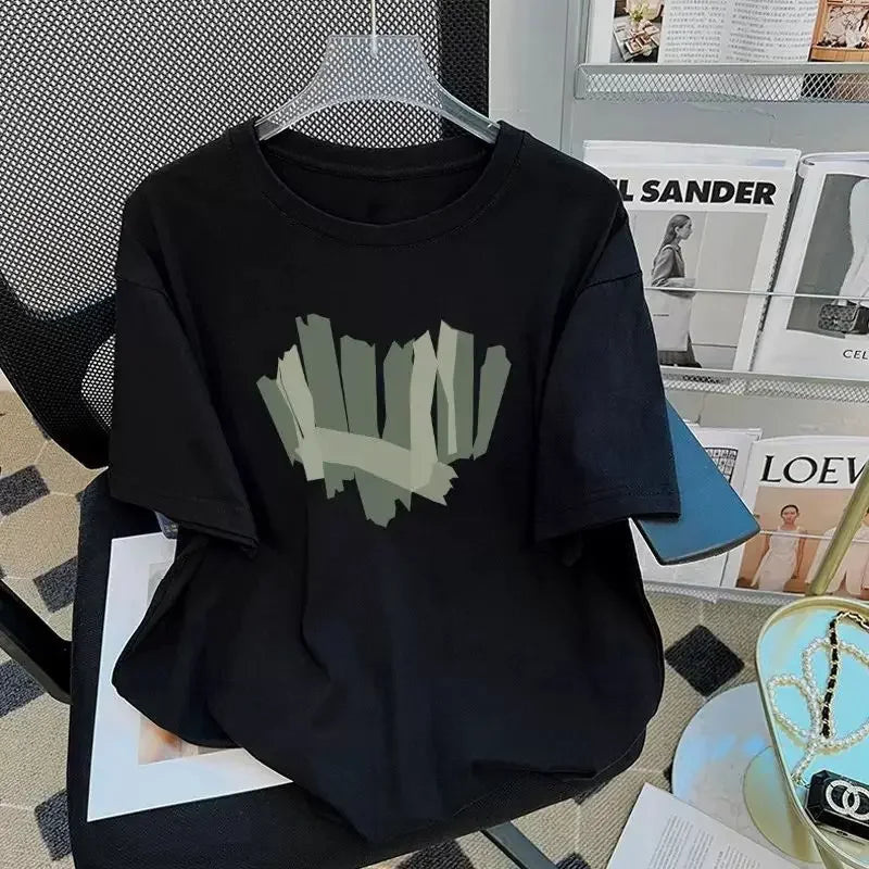 Camiseta Oversize Mujer Algodón Puro Blanca | Casual Verano 2024 Manga Corta