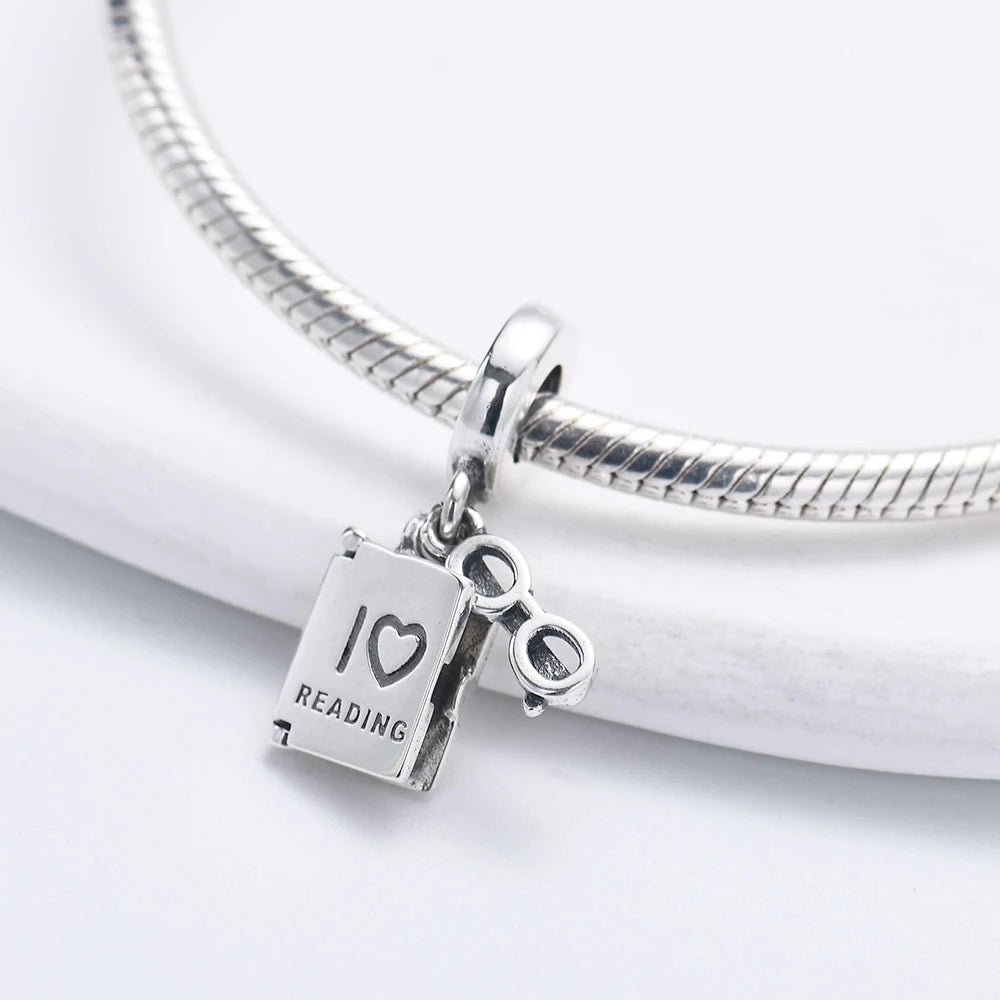 Charm colgante maestra plata 2023 – Abalorio en forma de cuaderno, lápiz y birrete para pulsera tipo Pandora mujer