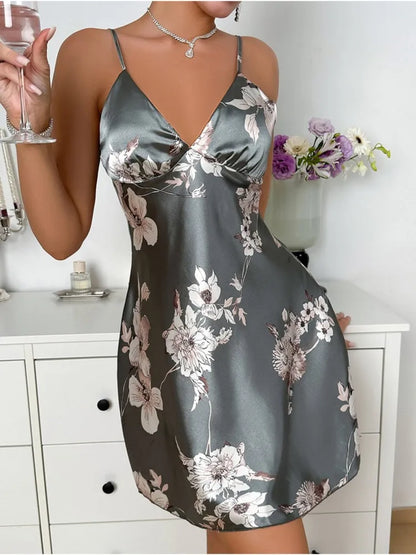 Camisón Sexy Mujer Satén | Vestido Lencero Escote V con Tirantes Finos