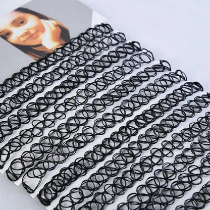Collar Choker Gótico Negro Vintage – Gargantilla Trenzada Elástica para Mujer Estilo Punk y Moda Alternativa