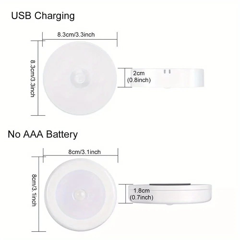 Lámpara LED Inteligente con Sensor de Movimiento | Luz Nocturna Recargable USB | Inalámbrica con Imán para Emergencia y Hogar