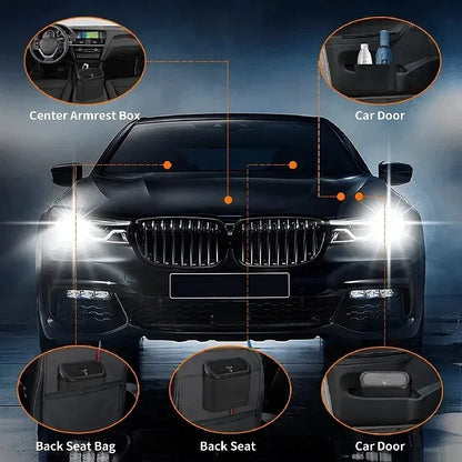 1PC Leak-Proof Small Car Trash Can with Lid Mini Garbage Can with 60/300 Disposable Bags for Vehicle Interior Organization