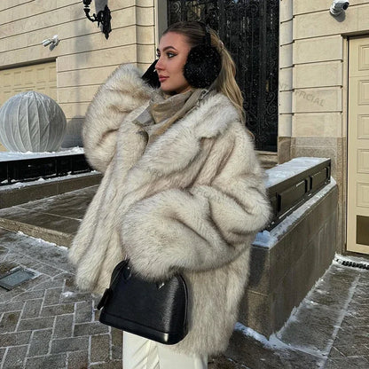 Abrigo Oversize Mujer Pelo Sintético Neo Mint 2025 | Chaqueta Gruesa Cálida Invierno Estilo Fashion