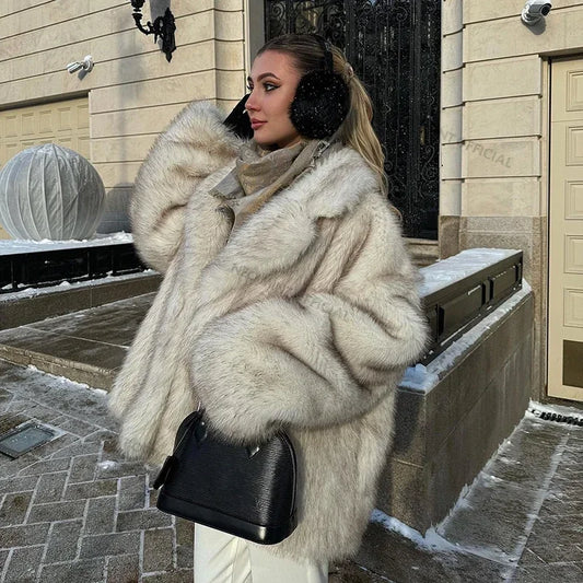 Abrigo Oversize Mujer Pelo Sintético Neo Mint 2025 | Chaqueta Gruesa Cálida Invierno Estilo Fashion
