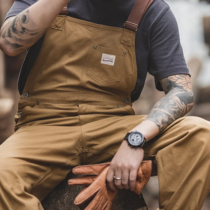 Overol Khaki para Hombre – Jumpsuit Baggy Vintage Amekaji con Bolsillos Cargo y Pantalón Oversize Recto de Trabajo