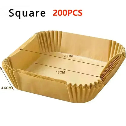 50/100 Pcs Papel para Freidora de Aire 🍴 Desechable Antiadherente con Revestimiento de Silicona | Papel Absorbente de Aceite para Hornear y Cocinar