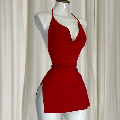 Vestido Camisole Sexy Mujer 2025 | Vestido Verano Escote V Espalda Abierta con Abertura Lateral