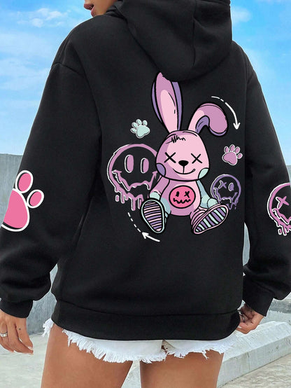 Sudadera Oversize Mujer Estilo Hip Hop | Hoodie Casual Estampado con Felpa Cálida Otoño Invierno