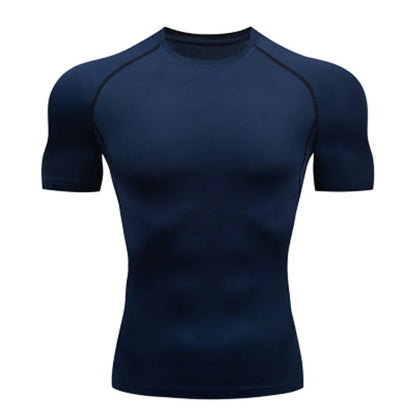 Camiseta Compresiva Hombre – Gym, Fitness, Running y Entrenamiento Outdoor, Manga Corta, Transpirable, Ajuste Elástico, Estilo Bat/Man