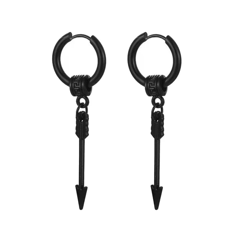 Aretes Punk de Acero Inoxidable Negro – 1 Par de Pendientes Unisex Estilo Hip Hop Vintage