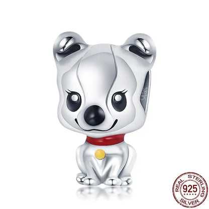 Charm animal mascota en plata 925 – Abalorio elegante para pulsera o collar tipo Pandora, joyería personalizada mujer