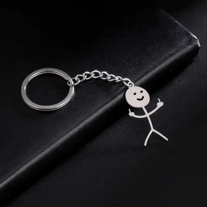 Llavero de Pareja Acero Inoxidable – Diseño Caricatura Graffiti Unisex, Regalo Original para Hombres y Mujeres
