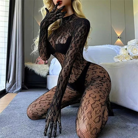Body Mujer 2025 | Lencería Sexy de Malla Leopardo y Hollow Out