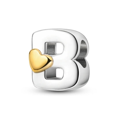Charm letras alfabeto inglés de plata 925 – Colgante inicial A-Z para pulsera tipo Pandora, joyería DIY personalizada