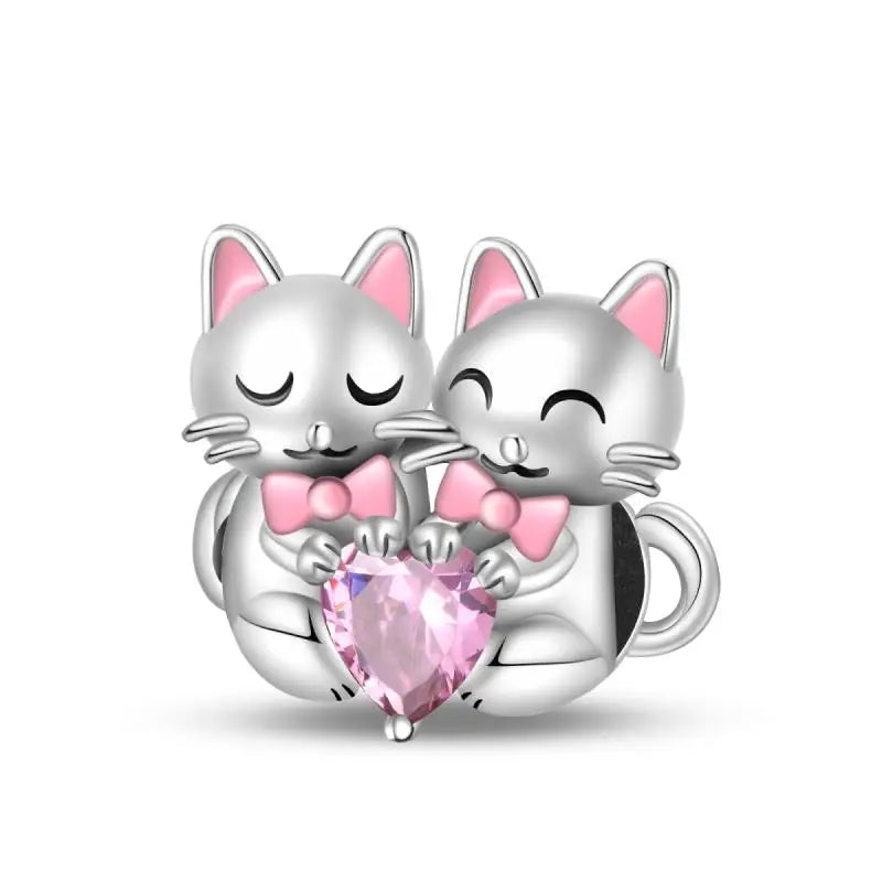 Charm Mascotas y Animales en Plata 925 – Gatito, Perrito y Oveja con Circonitas de Colores | Compatible Pulsera Pandora