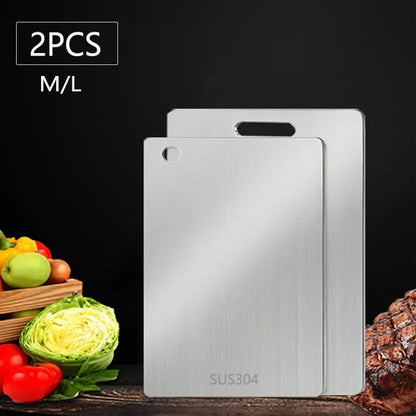 WXCOO 1PCS Stainless Steel Chopping Boards Kitchen Thickened Boards Non Stick Double Sided Fruit Meat Chopping Cutting Boards