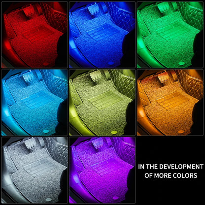 Kit de Luces LED Neón RGB para Interior de Coche | Tiras Decorativas con Control Remoto, App y Modo Música