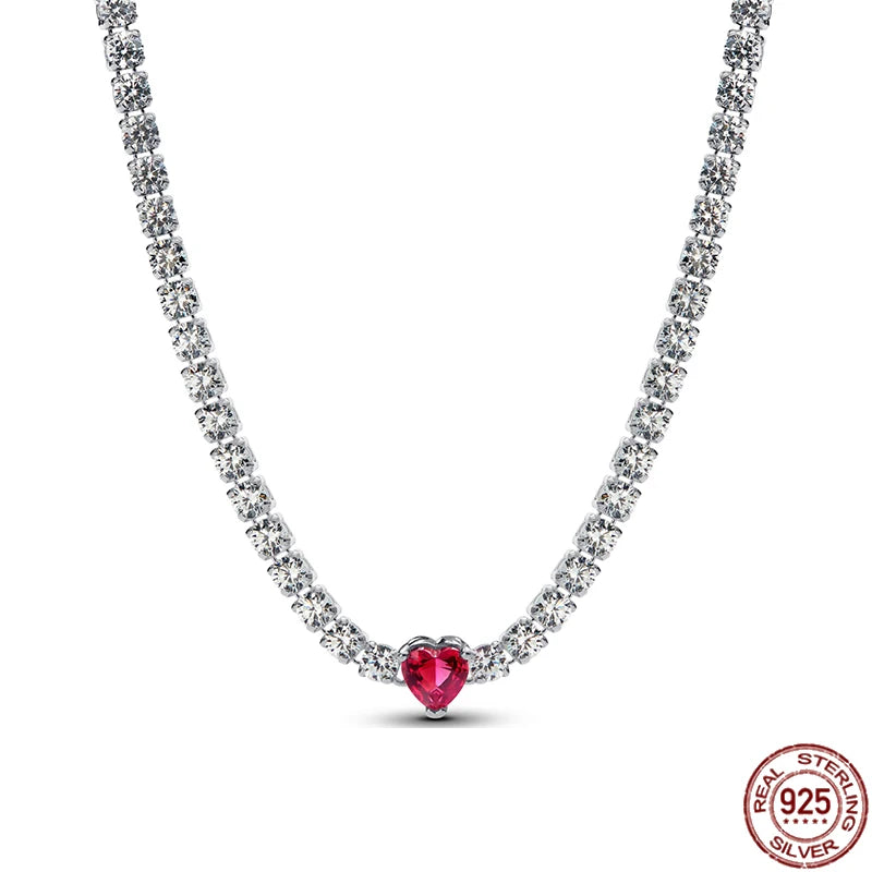 Collar colgante corazón redondo plata 925 – Dije clásico brillante compatible Pandora