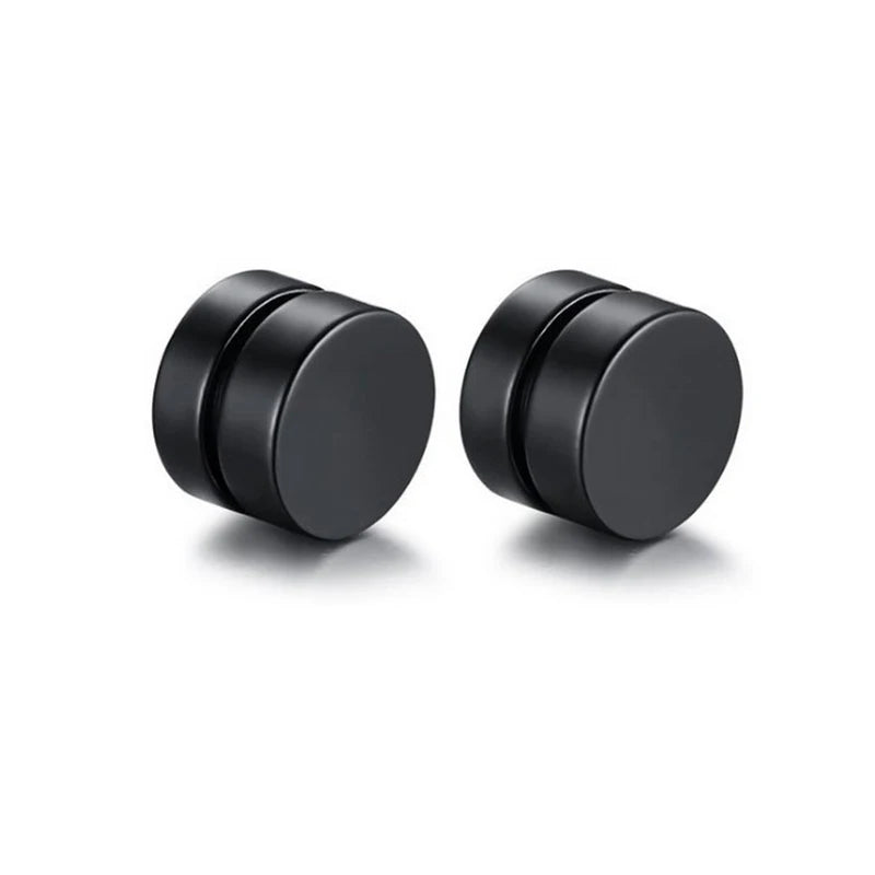 Aretes Magnéticos de Acero Inoxidable para Hombre – Estilo Hip Hop, Falsos y Personalizados