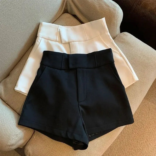 Shorts Mujer Elegantes Negros | Tiro Alto Estilo Harajuku A-Line Slim Fit Casual y Sexy
