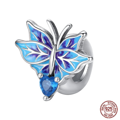 100% 925 Sterling Silver Creative Blue Luminous Firefly Charms Pendants Fit Qikaola 925 Original Bracelets DIY Birthday Jewelry