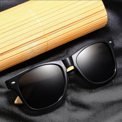 Gafas de Sol Cuadradas Bambú Vintage | Hombre Mujer Estilo Lujo UV400
