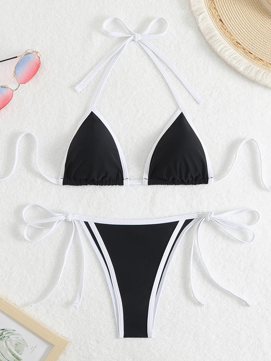 Bikini Triángulo Halter Mujer 2025 | Brasileño Sexy Playa y Piscina