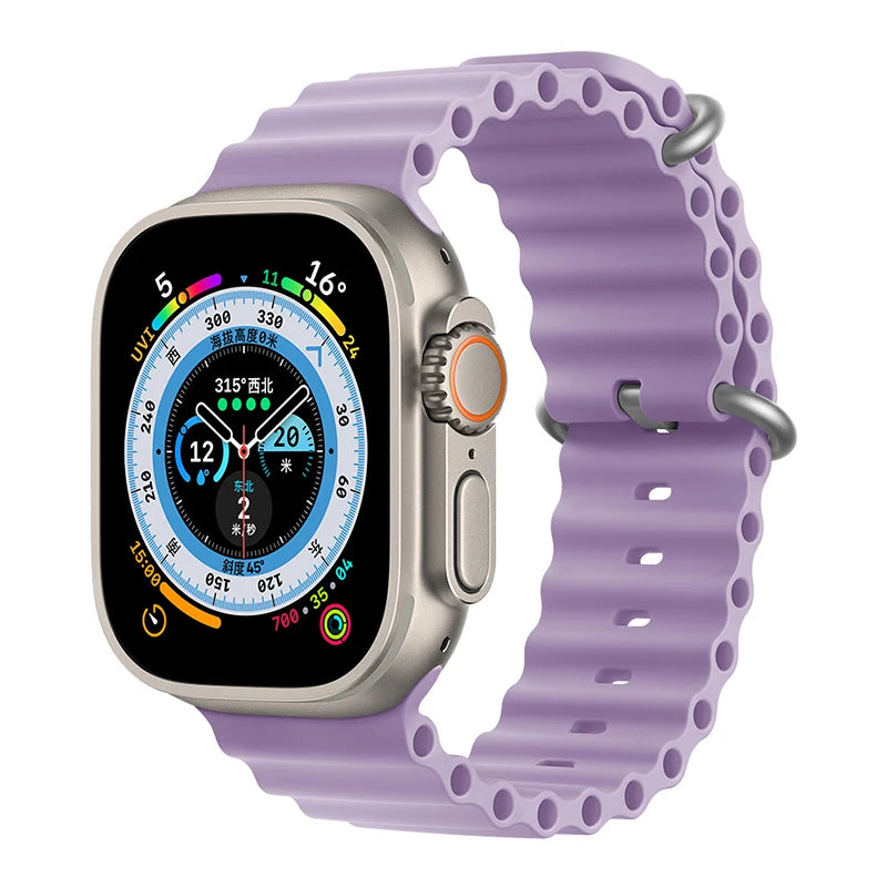 Correa Ocean de silicona para Apple Watch – Compatible Ultra 2, Series 10-5 (38mm-49mm)