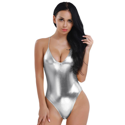 Body Mujer 2025 | Lencería Sexy de PU con Escote Profundo y Monokini