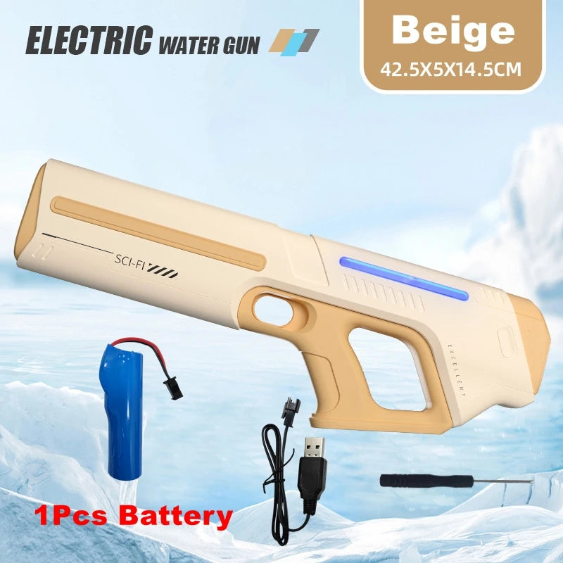 Pistola de Agua Eléctrica Potente – Juguete Automático para Niños y Adultos | Diversión de Verano Playa y Piscina