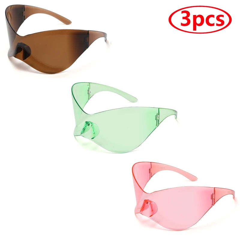 Nuevas Gafas de Sol Oversized Y2K Punk Sin Montura | Unisex Hip Hop Sport One Piece UV400