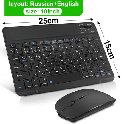 Teclado y Ratón Inalámbrico Bluetooth Universal – Compatible con iOS, Android y Windows, para iPad, Tablet y Laptop (Español, Coreano, Portugués, Ruso)