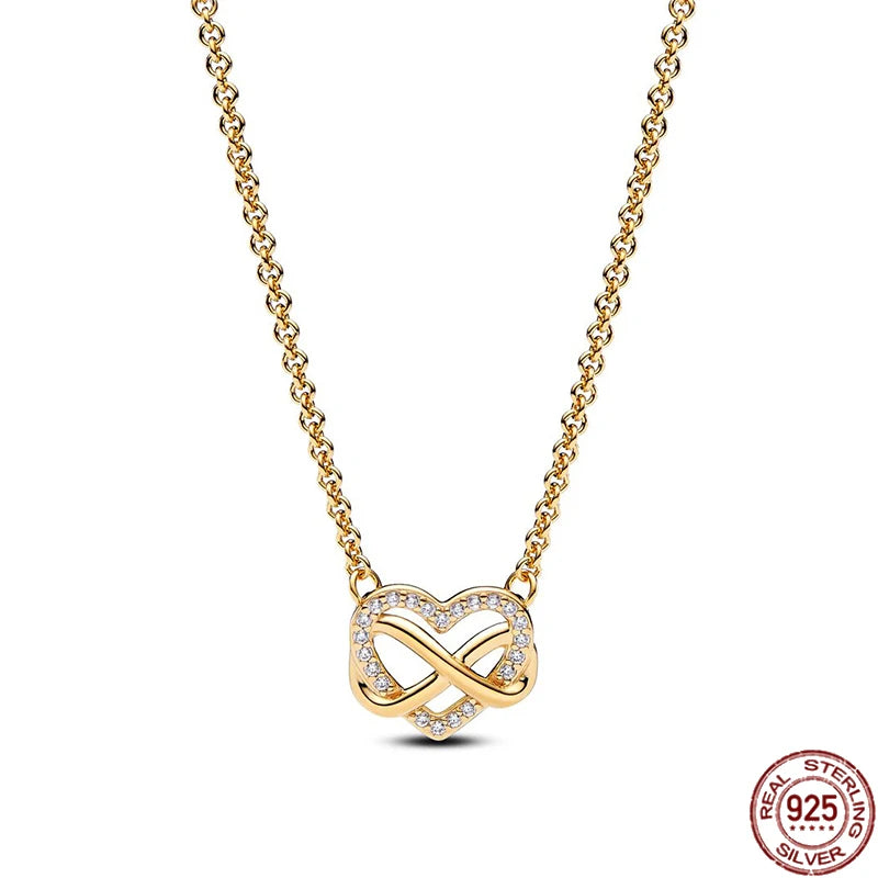 Collar colgante corazón redondo plata 925 – Dije clásico brillante compatible Pandora