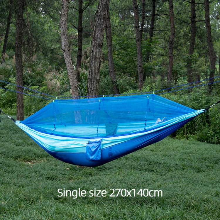 Hamaca Portátil con Mosquitera – Nylon Ligero para Camping y Viajes | Tamaño Individual y Doble