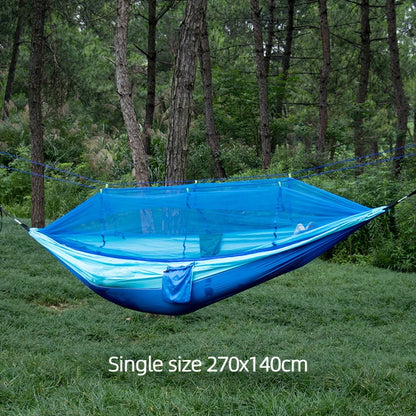 Hamaca Portátil con Mosquitera – Nylon Ligero para Camping y Viajes | Tamaño Individual y Doble