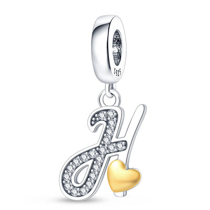 Charm letras alfabeto inglés de plata 925 – Colgante inicial A-Z para pulsera tipo Pandora, joyería DIY personalizada