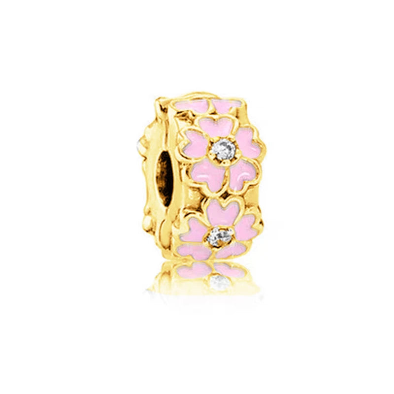 Charm Plata 925 Flores Rosadas | Cerezo y Margarita Brillante Compatible Pandora