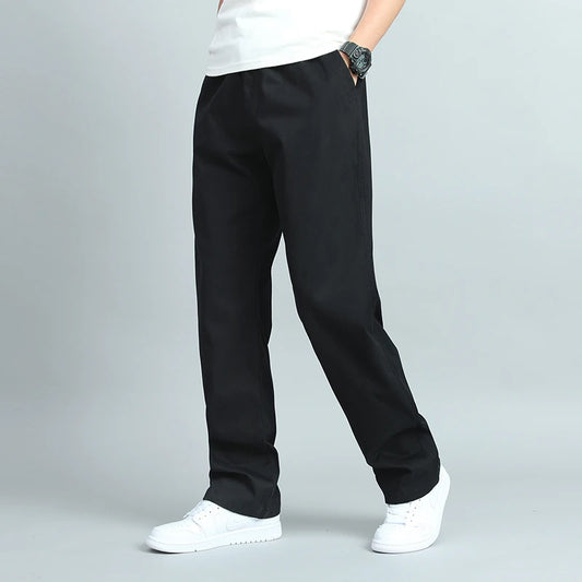 Pantalones Casuales de Algodón para Hombre – Tallas Grandes, Corte Suelto, Rectos, Múltiples Bolsillos, Jogger Largo, Verano y Otoño