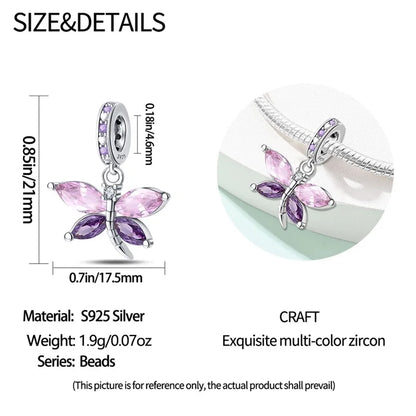 Charm Mariposa de Plata 925 | Dije para Pulsera o Collar 3mm Mujer Joyería Fina