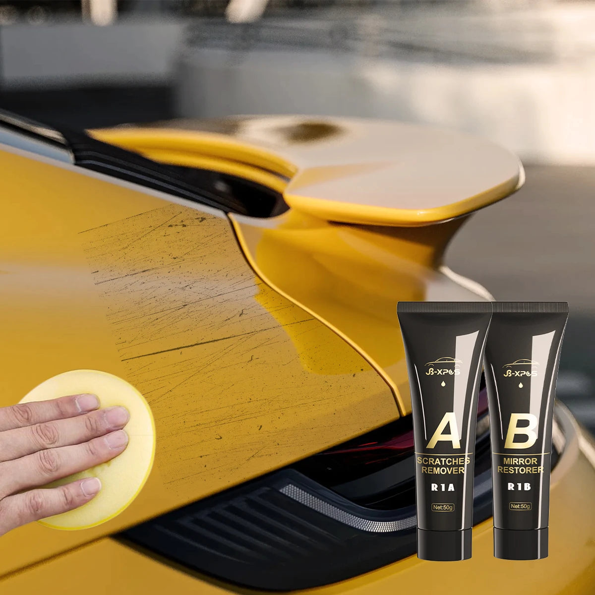 Removedor de Rayones para Auto R1 | Pulidor de Pintura, Restaurador de Brillo y Cera Anti-Rayaduras