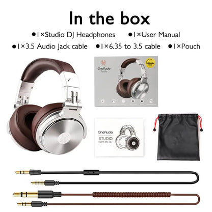 Oneodio Pro 30 | Auriculares DJ Profesionales con Micrófono | Over-Ear HiFi Monitores de Estudio | Cascos Plegables con Cable 3.5mm & 6.3mm
