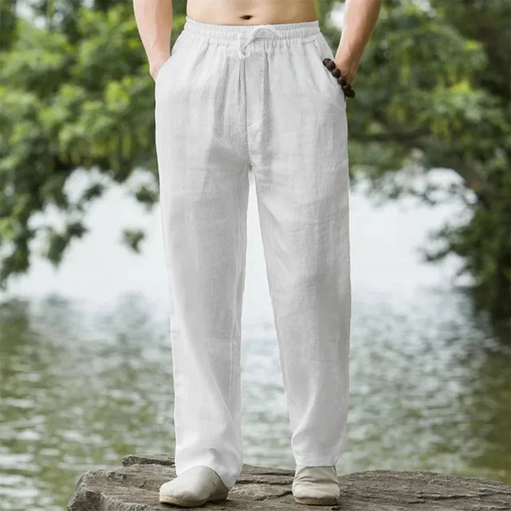 Pantalones Jogger de Playa para Hombre – Streetwear, Algodón y Lino, Casual, Vacaciones Hawaianas, Sueltos, Verano Largo