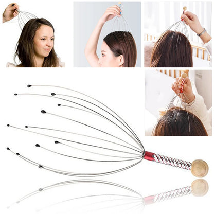 Octopus Head Massager Acero Inoxidable | Masajeador de Cabeza y Cuero Cabelludo | Aliviador de Estrés y Picazón