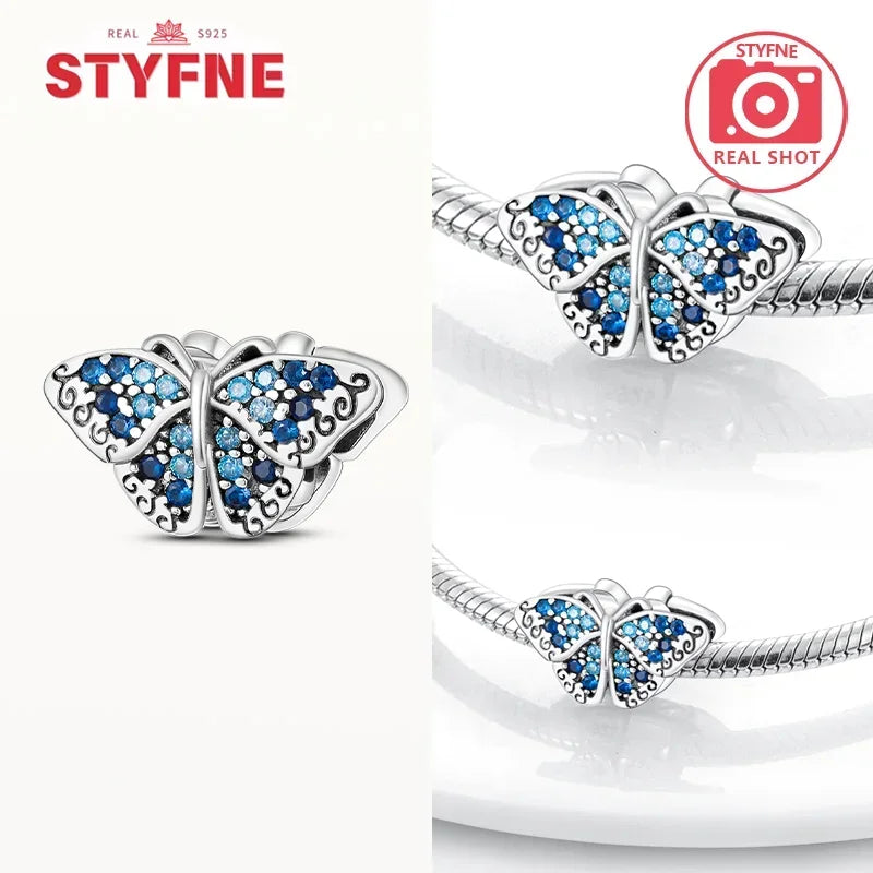 Charm Mariposa Colorida en Plata 925 con Circonitas – Beads Brillantes Compatibles Pandora Mujer Joyería DIY