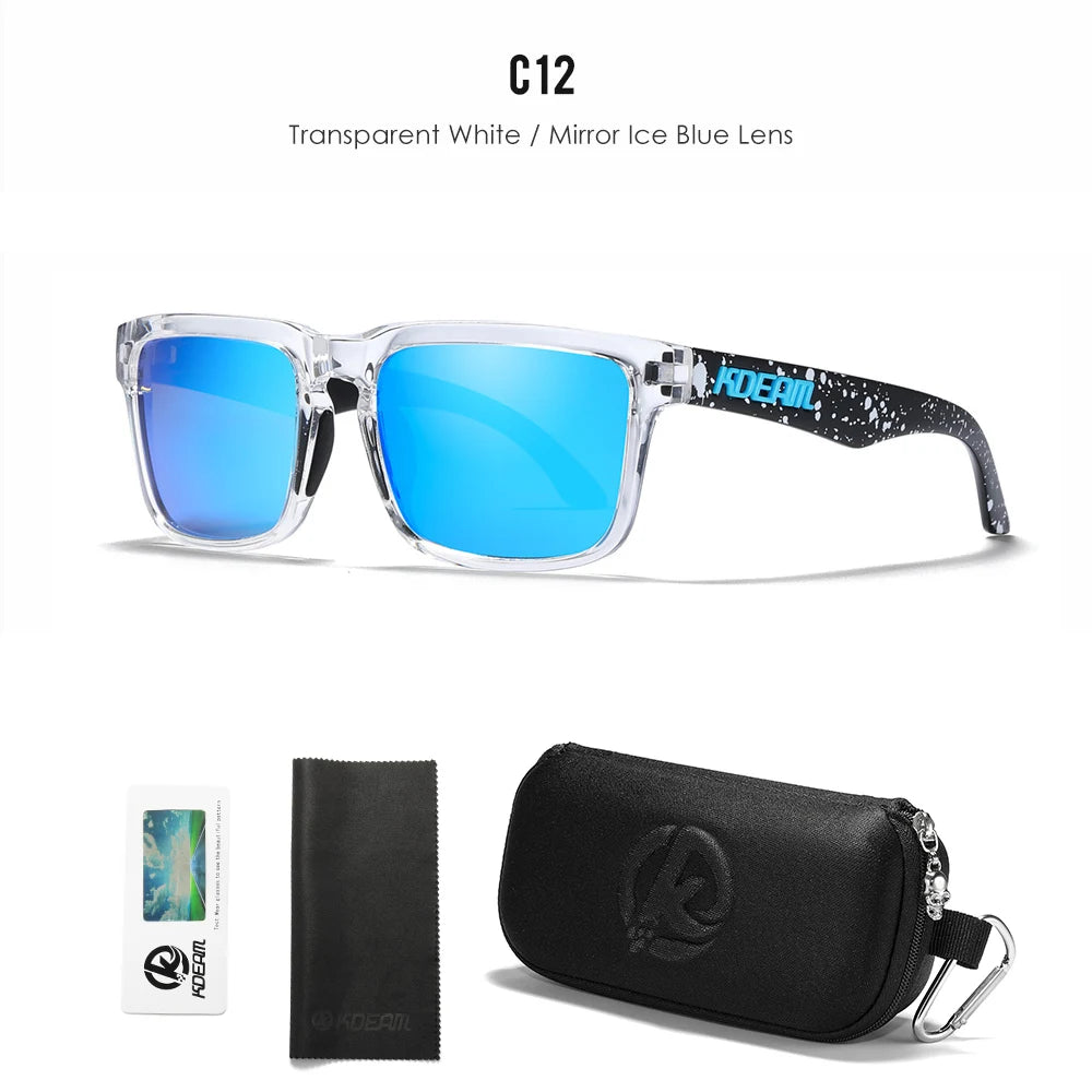 Gafas de Sol Polarizadas KDEAM Unisex | Diseño Cuadrado Casual con Estuche Rígido